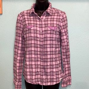 The North Face plaid button down. Size S